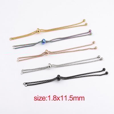 Βραχιόλι με κολιέ Fnixtar 12Pcs/Παρτίδα 1,8mm Ρυθμιζόμενο κουτί από ανοξείδωτο ατσάλι με ολισθαίνουσα αλυσίδα για κοσμήματα