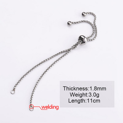 Βραχιόλι με κολιέ Fnixtar 12Pcs/Παρτίδα 1,8mm Ρυθμιζόμενο κουτί από ανοξείδωτο ατσάλι με ολισθαίνουσα αλυσίδα για κοσμήματα