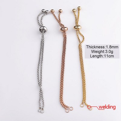 Βραχιόλι με κολιέ Fnixtar 12Pcs/Παρτίδα 1,8mm Ρυθμιζόμενο κουτί από ανοξείδωτο ατσάλι με ολισθαίνουσα αλυσίδα για κοσμήματα