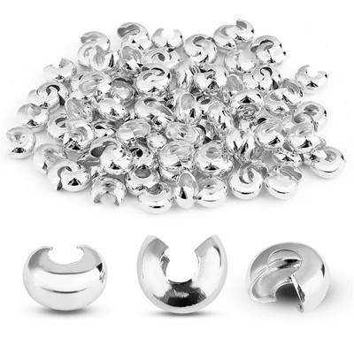 100 db galvanizált sima kerek fém távtartó gyöngyök préselhető gyöngykapcsok 3 4 5 mm ékszerkészítéshez