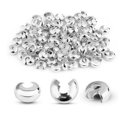 100 db galvanizált sima kerek fém távtartó gyöngyök préselhető gyöngykapcsok 3 4 5 mm ékszerkészítéshez