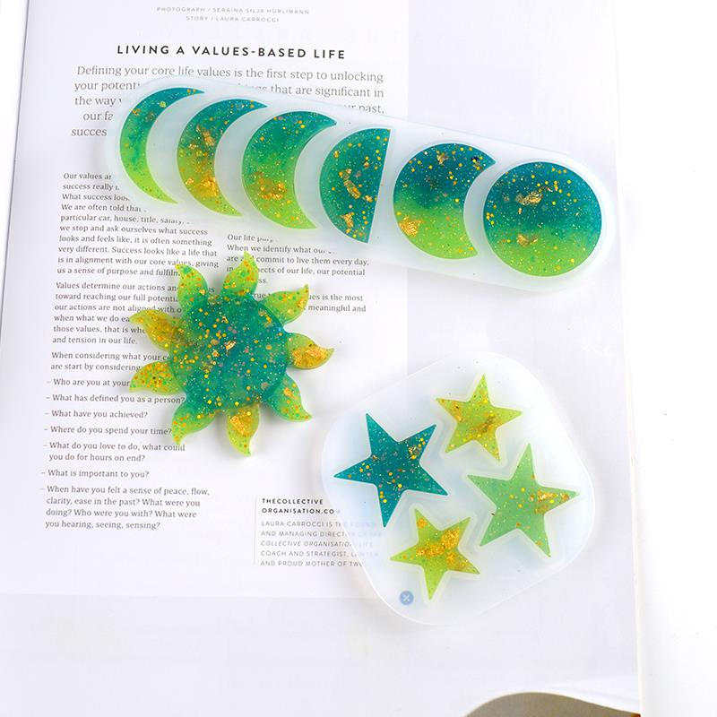 DIY UV epoxigyanta penész Eclipse Moon Star Sun szilikon penész medál ékszer készítő eszköz gyanta kézművességhez