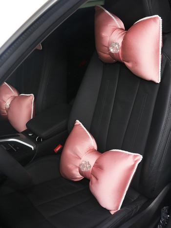 Diamond Camellia Bowknot Lombar Support Μαξιλάρι λαιμού καθίσματος αυτοκινήτου Four Seasons Universal γυναικείο μαξιλάρι προσκέφαλου αυτοκινήτου