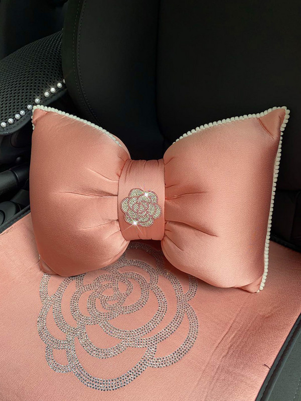 Diamond Camellia Bowknot deréktámasztó autósülés nyakpárna Four Seasons univerzális női autós fejtámla párna