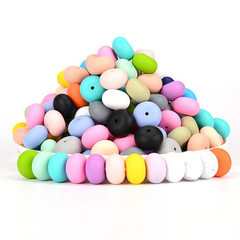 LOFCA 10 τμχ/παρτίδα 19mm Abacus Loose Silicone Teething Beads Κομψό κολιέ με χάντρες Σιλικόνη Χάντρες μασήματος για μωρό Κολιέ σιλικόνης