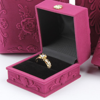 Нова кутия за бижута с отпечатани рози Кутия за съхранение на бижута Пръстен Колие Гривна Гривна Висулка Опаковка за бижута Подаръчна кутия