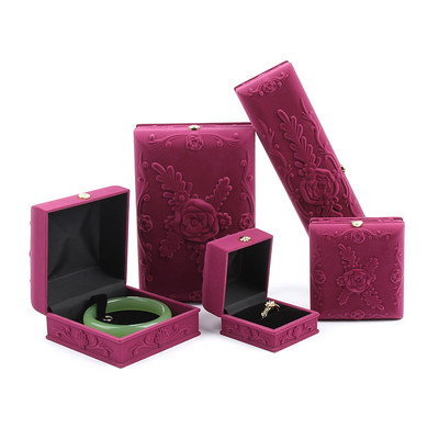 Нова кутия за бижута с отпечатани рози Кутия за съхранение на бижута Пръстен Колие Гривна Гривна Висулка Опаковка за бижута Подаръчна кутия