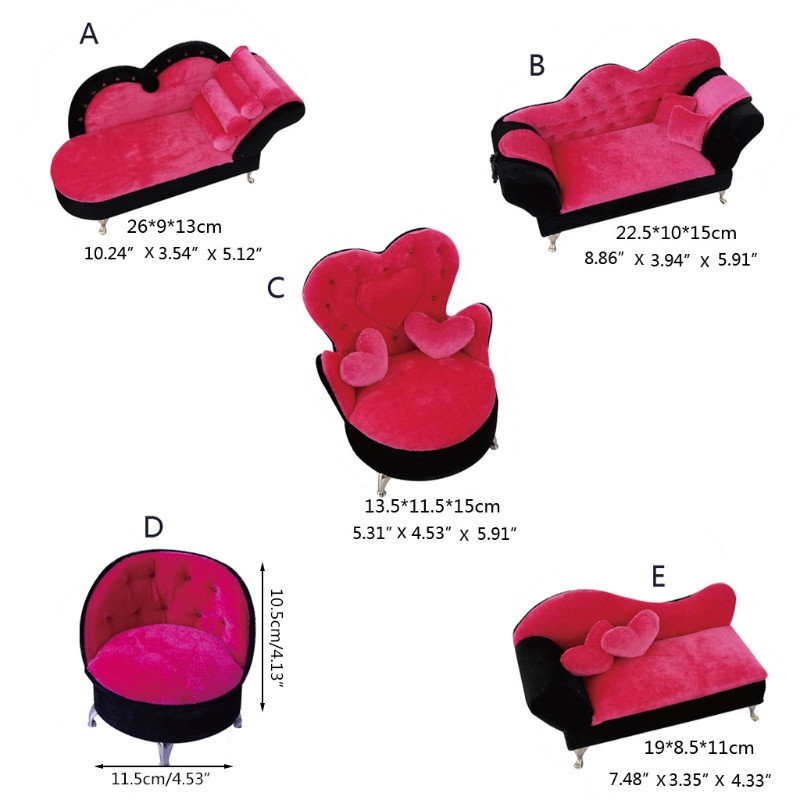 1/6 Dollhouse Fancy καναπές καναπέ Rose Pink Jewelry Storage Organizer Box Flip Can Open Διαμερίσματα Πολυθρόνα Κουτί καναπέ Δώρο