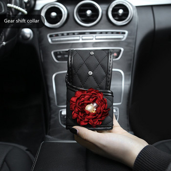 Retro Red Rose Flower Series Πρωτότυπο σχέδιο Κάλυμμα τιμονιού αυτοκινήτου Κάλυμμα χειρόφρενου Μπουκάλι αρώματος Μαξιλάρι μέσης προσκέφαλου αυτοκινήτου