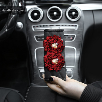 Retro Red Rose Flower Series Πρωτότυπο σχέδιο Κάλυμμα τιμονιού αυτοκινήτου Κάλυμμα χειρόφρενου Μπουκάλι αρώματος Μαξιλάρι μέσης προσκέφαλου αυτοκινήτου
