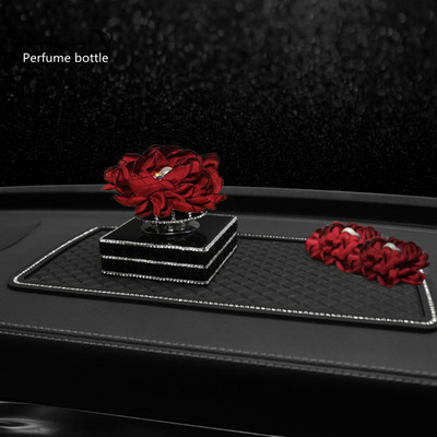 Retro Red Rose Flower Series Eredeti tervezésű autós kormánykerék burkolat kézifék burkolat parfümös flakon autós fejtámla derékpárna