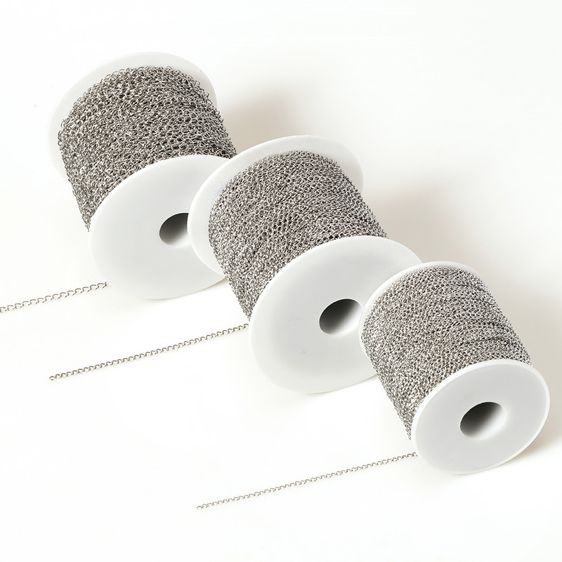 10 méteres, 2/3/4 mm-es rozsdamentes acél lánc csavart láncszem lánc barkács ékszer készítéshez nyaklánc karkötő farok meghosszabbító lánc kiegészítők