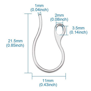 10 τμχ 304 Γάντζοι για σκουλαρίκι από ανοξείδωτο ατσάλι 21,5x11x1mm σύρμα κούμπωμα αυτιού με θηλιά για αξεσουάρ σκουλαρικιών που κατασκευάζουν κοσμήματα