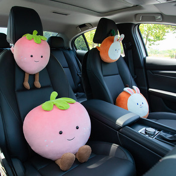 2023 New Cartoon Pig Fruit βελούδινο μαλακό άνετο στήριγμα οσφυϊκού προσκέφαλου αυτοκινήτου Μαξιλάρι λαιμού αυτοκινήτου Εσωτερικά στολίδια αυτοκινήτου