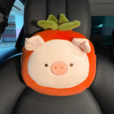 2023 New Cartoon Pig Fruit βελούδινο μαλακό άνετο στήριγμα οσφυϊκού προσκέφαλου αυτοκινήτου Μαξιλάρι λαιμού αυτοκινήτου Εσωτερικά στολίδια αυτοκινήτου