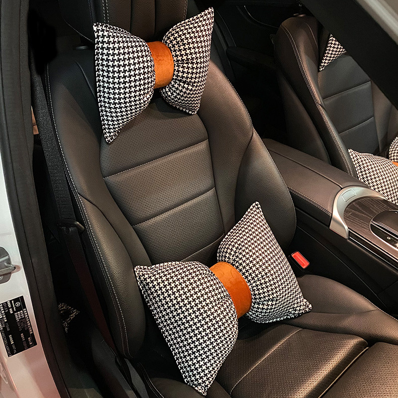 Four Seasons Universal Houndstooth Series High End pamutvászon divatos női autó belső derék nyakpárna párna
