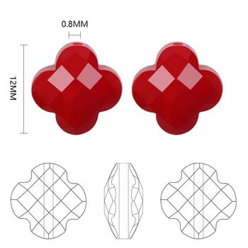 30 бр./Партида Мъниста с четирилистна детелина Стъклени мъниста с кръст 12 мм Чар кристална червена висулка за изработка на бижута Направи си сам Аксесоари за ръкоделие
