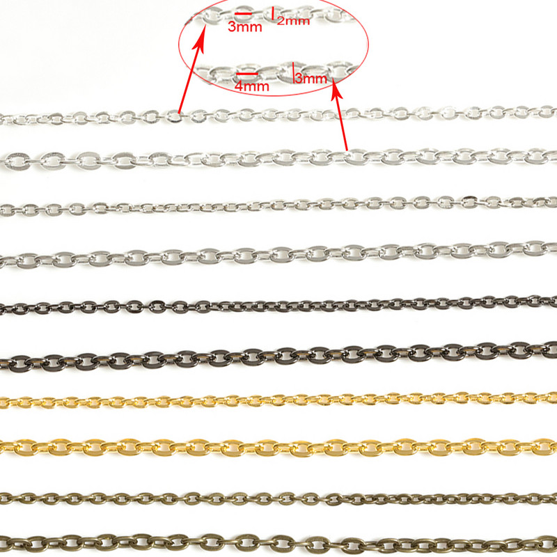 5 m/tétel Fém réz lánc nyaklánc farok hosszabbító láncszem hosszabbító lánc ékszerkészítéshez kiegészítők barkács alkatrész kellékek