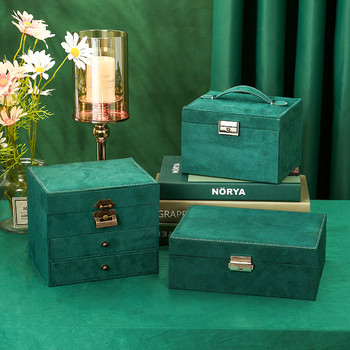 WE 3styles Φορητό πράσινο βελούδινο κουτί αποθήκευσης κοσμημάτων με κλειδαριά Organizer Σκουλαρίκι κολιέ Οργάνωση προβολής για γυναικεία δώρα