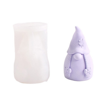 R3MC Коледен Gnome Силиконова форма Gnome Candle Mold за Направи си сам свещи Сапунени мазилки Шоколадов фондан Незалепващ Лесен за премахване от плесен