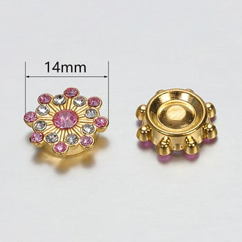 50 τμχ 14mm στρας Cabochons for DIY Bows Αξεσουάρ μαλλιών λουλουδιών Πολύχρωμο γυάλινο κρύσταλλο μπάλωμα στεφάνης κοσμήματα Making Finding