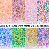 330 db/táska méret 3 mm 8/0 átlátszó matt színek üveg maggyöngyök egységes kerek távtartó gyöngyök barkácsoláshoz ékszerkészítés varrás kézműves