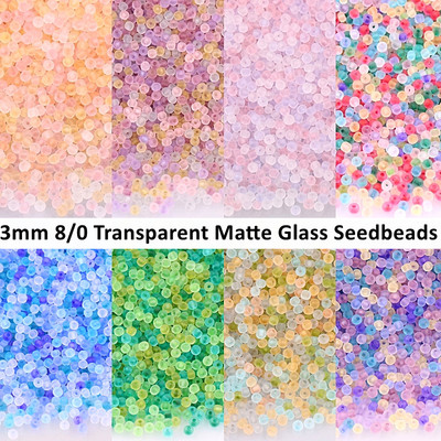 330 db/táska méret 3 mm 8/0 átlátszó matt színek üveg maggyöngyök egységes kerek távtartó gyöngyök barkácsoláshoz ékszerkészítés varrás kézműves