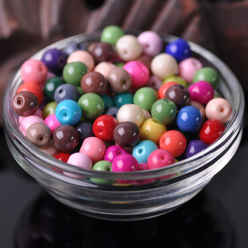 Egyszínű bevonatú kerek 4 mm-es 6 mm-es 8 mm-es átlátszatlan üveg laza távtartó gyöngyök tétel ékszerhez fülbevaló karkötő barkácsolás