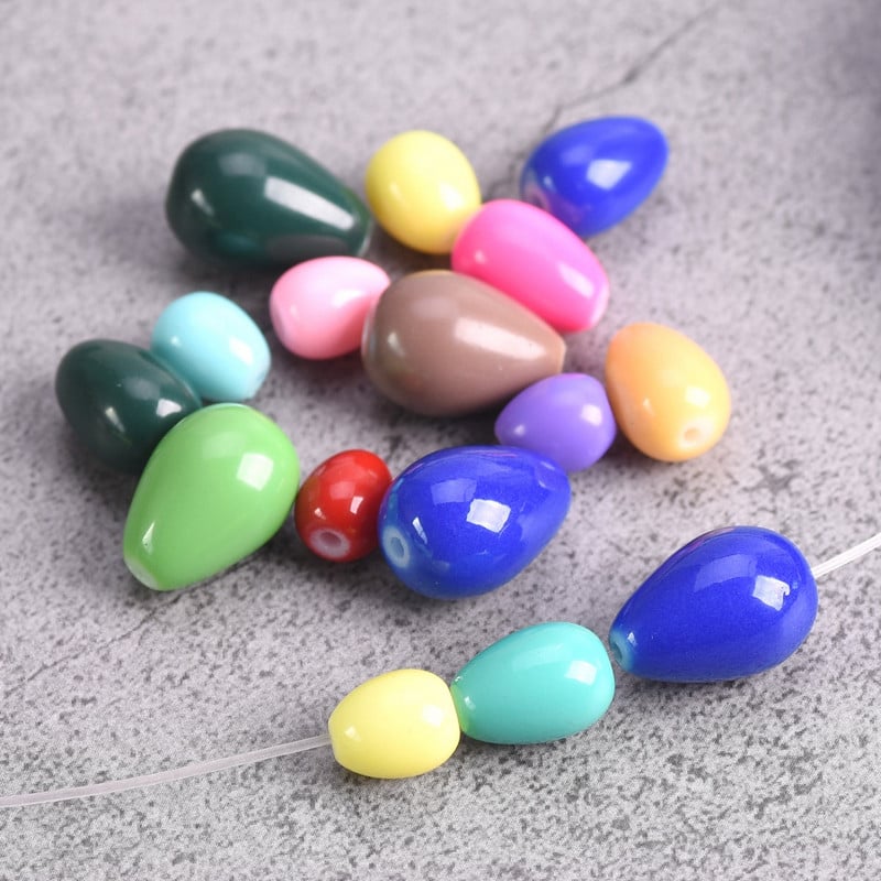 Bevont egyszínű könnycsepp körte alakú átlátszatlan üveg 9x7mm 11x8mm 14x10mm laza gyöngyök Nagykereskedelmi tétel ékszerkészítéshez barkácsoláshoz