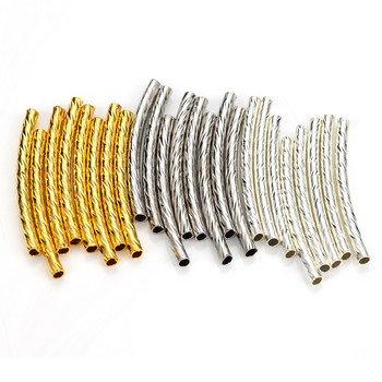 100 τμχ/παρτίδα Χάλκινος σωλήνας Spacer Beads 25mm 30mm Stripe Curve Tube Connectors για κοσμήματα κατασκευής DIY Αξεσουάρ βραχιολιών με χάντρες