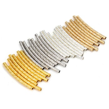 100 τμχ/παρτίδα Χάλκινος σωλήνας Spacer Beads 25mm 30mm Stripe Curve Tube Connectors για κοσμήματα κατασκευής DIY Αξεσουάρ βραχιολιών με χάντρες