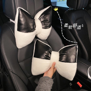 Нова черно-бяла модна семпла кожена плюшена кола с възглавница за кръста Декорации за интериора на колата