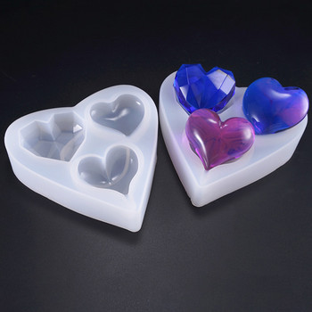 3D силиконова форма във формата на сърце, смола, епоксидни ключодържатели, висулки, мухъл, сапун, свещи, форми за Направи си сам аксесоари за изработка на бижута