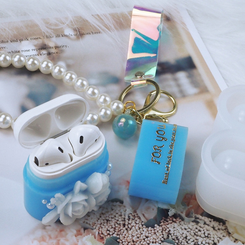 DIY Bluetooth fülhallgató doboz tok, védő hüvely, szilikon forma, kristály epoxigyanta forma AirPods Pro / Airpod 1/2-hez