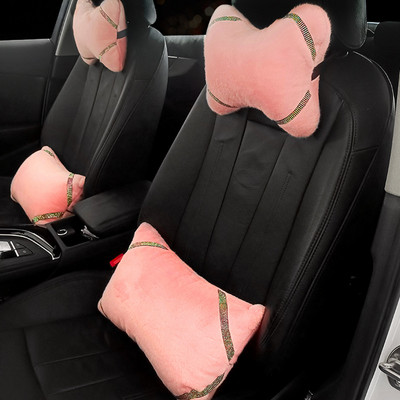 2022 Originalus dizainas Diamond Plush Universalus minkštas stuburas palaiko automobilio juosmenį, kaklo pagalvės galvos atramą