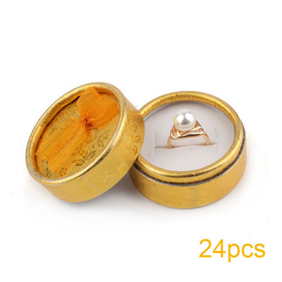 Κουτί προβολής κοσμημάτων Σκουλαρίκια με κολιέ από χαρτόνι Δαχτυλίδι Κουτί συσκευασίας Στρογγυλή συσκευασία δώρου με κορδέλα σφουγγαριού Χονδρική 12/24 τμχ/Παρτίδα