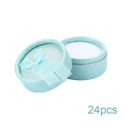 Κουτί προβολής κοσμημάτων Σκουλαρίκια με κολιέ από χαρτόνι Δαχτυλίδι Κουτί συσκευασίας Στρογγυλή συσκευασία δώρου με κορδέλα σφουγγαριού Χονδρική 12/24 τμχ/Παρτίδα