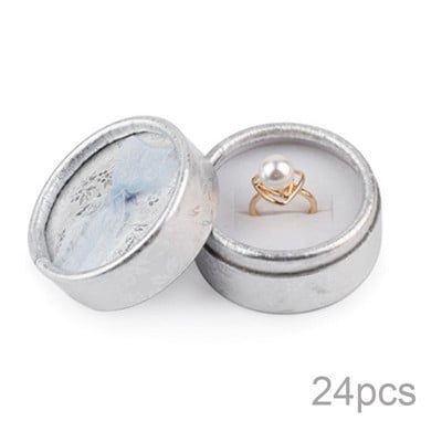 Κουτί προβολής κοσμημάτων Σκουλαρίκια με κολιέ από χαρτόνι Δαχτυλίδι Κουτί συσκευασίας Στρογγυλή συσκευασία δώρου με κορδέλα σφουγγαριού Χονδρική 12/24 τμχ/Παρτίδα