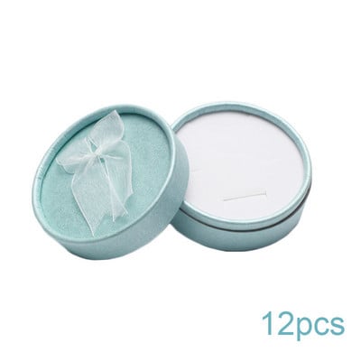 Κουτί προβολής κοσμημάτων Σκουλαρίκια με κολιέ από χαρτόνι Δαχτυλίδι Κουτί συσκευασίας Στρογγυλή συσκευασία δώρου με κορδέλα σφουγγαριού Χονδρική 12/24 τμχ/Παρτίδα