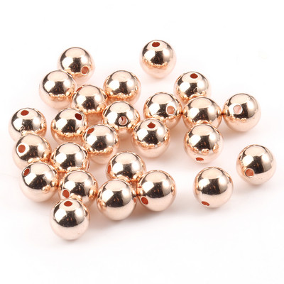 Didmeninė prekyba 3 4 6 8 10 12 mm paauksuotu metalu dengtas CCB apvalios sėklos tarpiklio karoliukai papuošalams gaminti, reikmenys „pasidaryk pats“