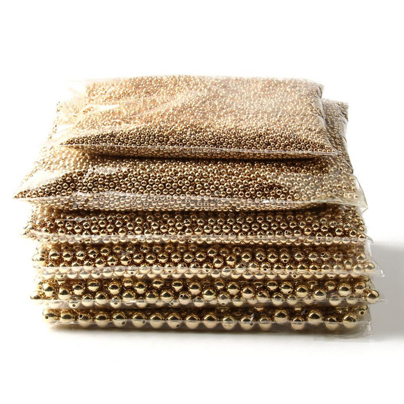 Didmeninė prekyba 3 4 6 8 10 12 mm paauksuotu metalu dengtas CCB apvalios sėklos tarpiklio karoliukai papuošalams gaminti, reikmenys „pasidaryk pats“