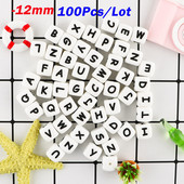 12 mm 100 buc. margele din silicon cu litere alfabetului englezesc pentru dentisor pentru nume personalizat, lant de suzeta pentru fabricarea de bijuterii