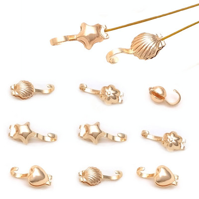 10 gab 14K apzeltīts savienotājs aizdare lodīšu ķēdes gals gofrēšana sirds apvalka formas krelles savienotājs DIY rotaslietu iegūšanai