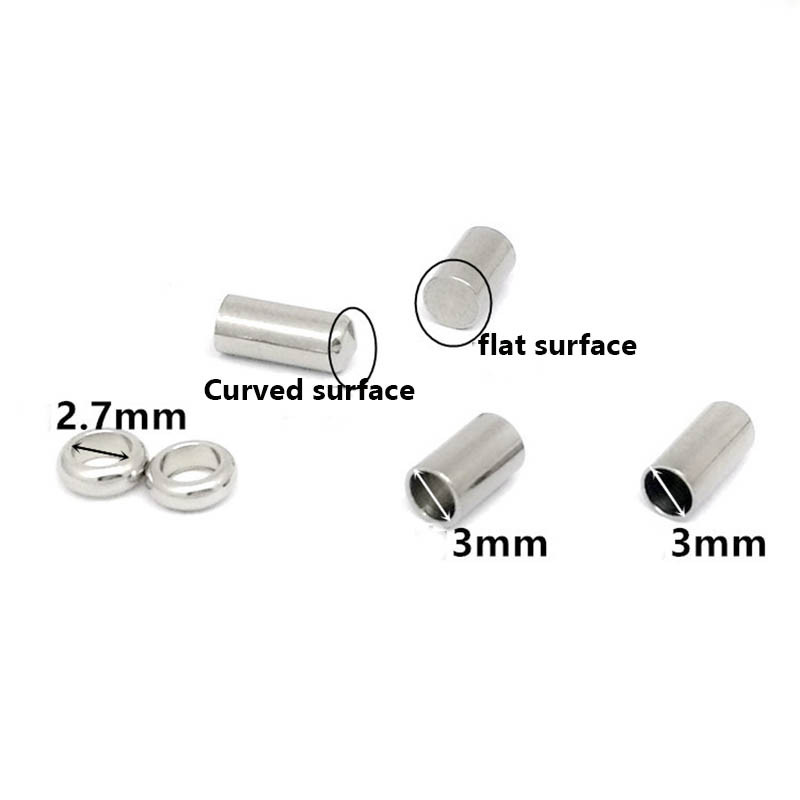 5 szett rozsdamentes acél állítható kötélcsat és végsapkák készlet 1,5/2/2,5/3/3,5/4 mm-es bőr kötél barkács ékszerekhez.