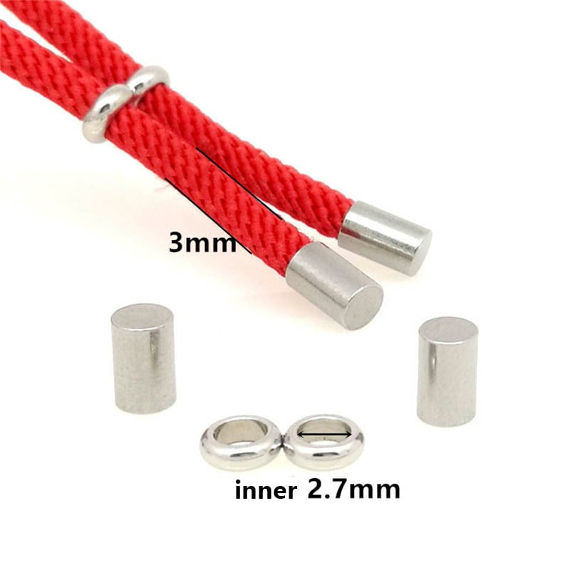 5 szett rozsdamentes acél állítható kötélcsat és végsapkák készlet 1,5/2/2,5/3/3,5/4 mm-es bőr kötél barkács ékszerekhez.