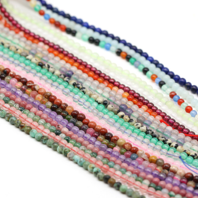 Természetes kő Ametisztek Achátok Gránát gyöngyök 2 3 4mm Kis laza Kerek Gyöngyök Ékszerkészítéshez Nyaklánc barkács karkötő Kiegészítők