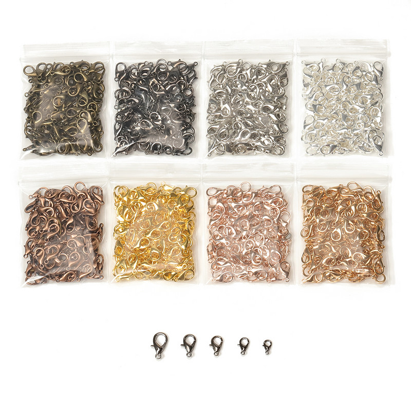 100 vnt. 10/12/14/16 mm omarų užsegimo priedai, skirti „pasidaryk pats“ papuošalams gaminti karolius ir apyrankes kabliukai grandinės jungčių radiniai Didmeninė prekyba