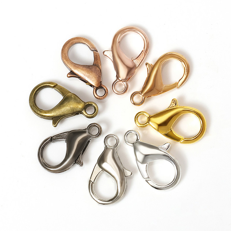 100 vnt. 10/12/14/16 mm omarų užsegimo priedai, skirti „pasidaryk pats“ papuošalams gaminti karolius ir apyrankes kabliukai grandinės jungčių radiniai Didmeninė prekyba