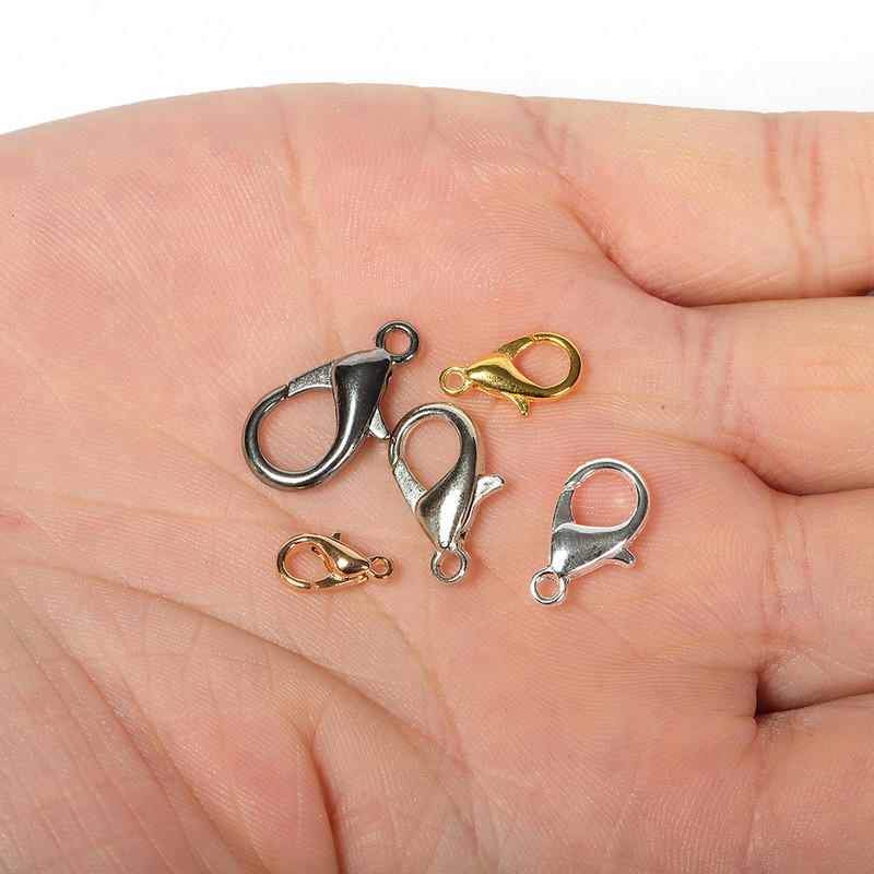 100 vnt. 10/12/14/16 mm omarų užsegimo priedai, skirti „pasidaryk pats“ papuošalams gaminti karolius ir apyrankes kabliukai grandinės jungčių radiniai Didmeninė prekyba