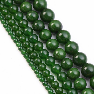 Veleprodajne perle od tamnozelenog žada, labave perle od prirodnog kamena 4 6 8 10 12 mm ručni rad za izradu nakita DIY narukvica ogrlica